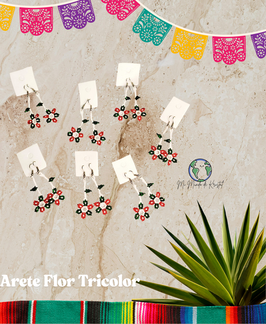 Aretes Flor Tricolor